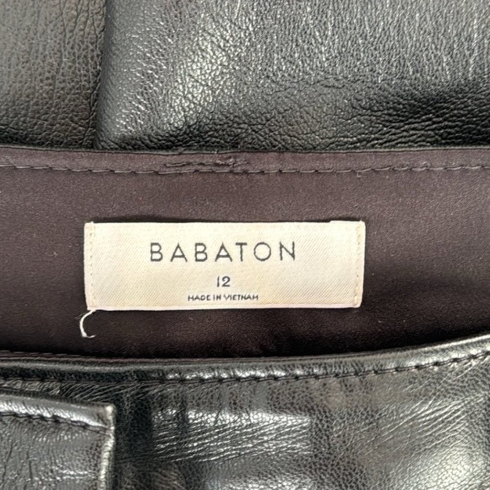 Aritzia Babaton Black Faux Leather Command Pants Size 12 - Picture 8 of 10